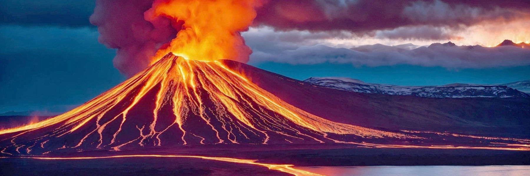 vulkaan vulkaanuitbarsting lava magma extreme warmte gloeiende stenen eiland